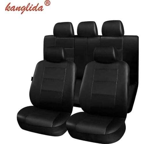 KANGLIDA 11 Pcs Car Seat Cover Set Universal Auto Vehicle Seat Protector PU Leather Waterproof Black SUV Interior Accessories