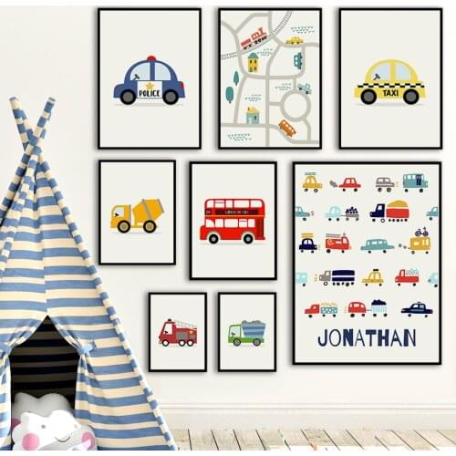Wall Art Canvas Painting Bus Truck Taxi Engineering Vehicle Vintage Abstract Posters And Print Nordic Style Picture Home Decor