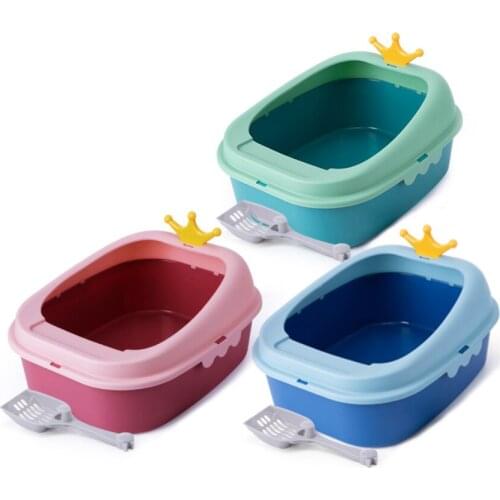 Un-Closed Cat Litter Box Anti Splash Pet Toilet Puppy Kitten Indoor Clean Basin Pets Bedpan Plastic Deodorant Pets Cats Sandbox