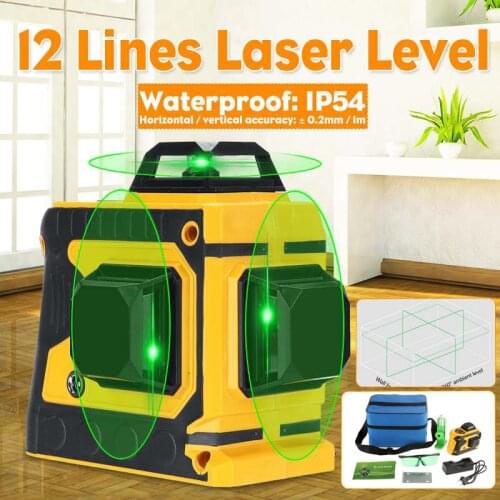 3D 12 Lines Cross Line Laser Level 360 Degree Green Laser Beam Line With Self-Leveling Vertical & Horizontal Cross Leveler