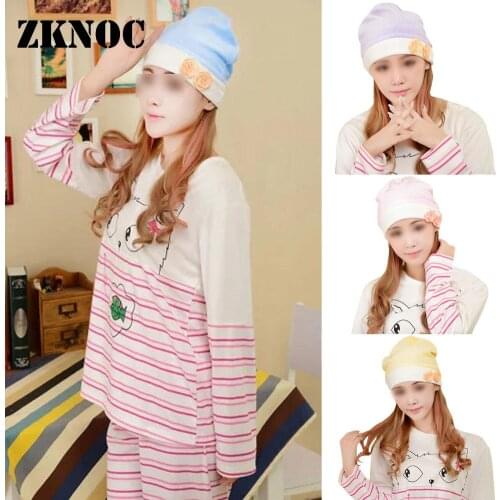 New Pregnant Women Comfortable Rose Flower Soft Velvet Cap Maternal Prevention Wind soft Hat for Pregnant new mothers