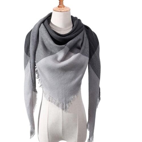 RUNMEIFA 2018 New Fashion Autumn & Winter Warm Plaid Triangle Scarf Cashmere for Women/Ladies Striped Female Shawls and Wraps