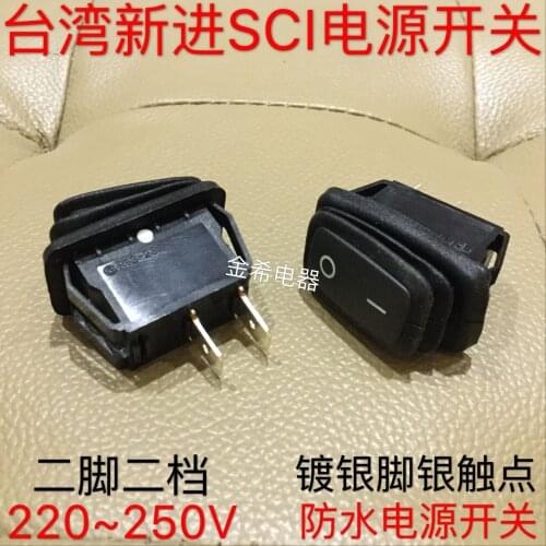 Original new 100% rocker switch R13-238 full waterproof rocker power switch 16A250V black button 2pin 2 gear red button 3pin