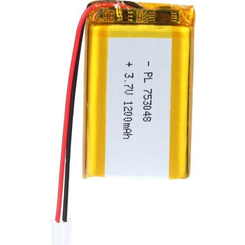Mejuew 3.7V 1200mAh 753048 Rechargeable Lipo Battery with JST Connector