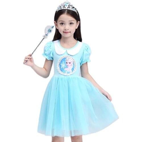 Disney Frozen dress elsa anna Flower Girl Embroidery Summer Party Wedding Princess trolls kids for children infant elza dresses