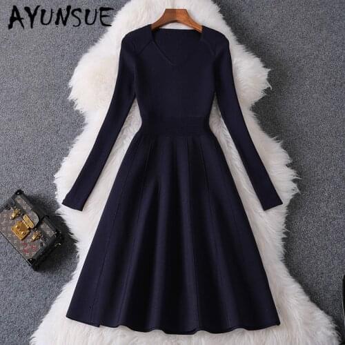 Dress Women Clothes 2020 Knited Sweater Dress Vintage Spring Autumn Women Dress Elegant Vestidos Robe Femme 87836 YY2501