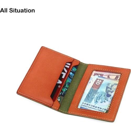 Luxury Identity Card Case First Layer Cow Leather Handmade Slim ID Driver License Bus Card Wallet Camouflage Fog Mini Purse