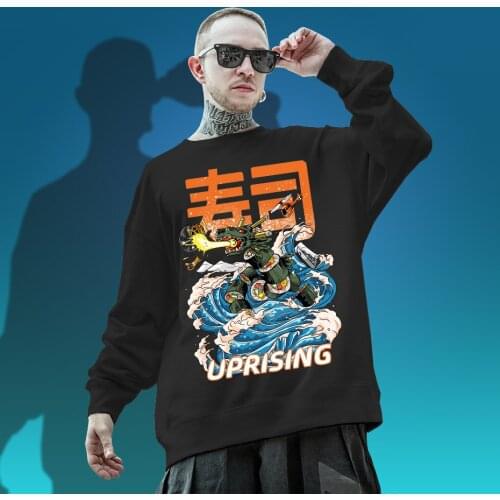 Sushi Attack Counterattack Food Attack Japanese Street Trend Original Hip Hop Punk Mens LONG Sleeve Hoodies, Sweatshirts