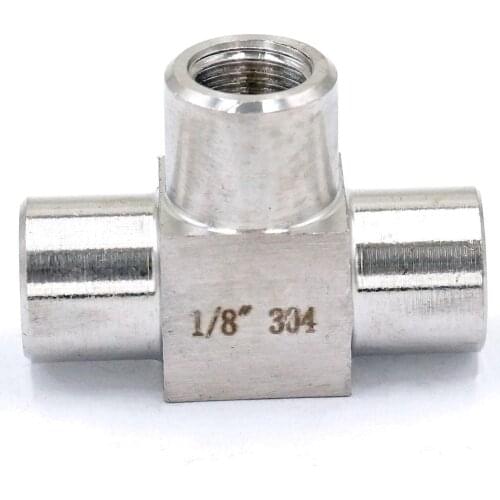 Equal 1/8" BSP Female Threaded Tee 3 Way 304 Stainless Steel Pipe Fitting Connector Adapter Max Pressure 2.5 Mpa