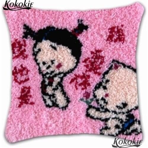 Crocheting Throw Pillow Unfinished Yarn Embroidery Pillowcase cartoon Needlework Latch Hook Cushion Kits craft kits for adults