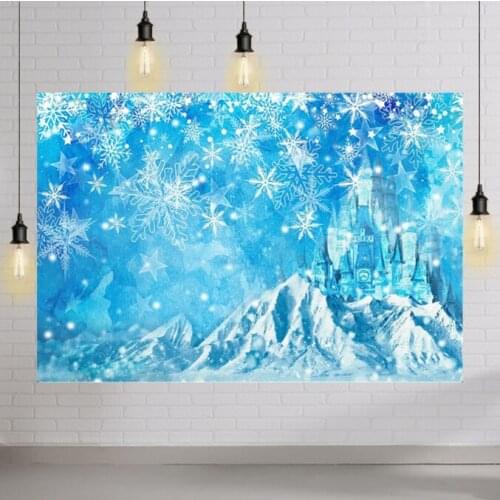 Frozen Winter Snow Castle Portrait Backdrop for Photography Girl Princess Portrait Background for Photo Studio Snowflake Bokeh