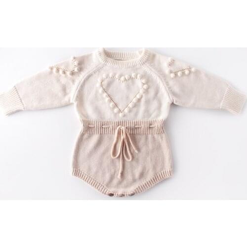0-24M Winter Kids Baby Girls Boys Bodysuits Knitting Long Sleeve Wool Princess Triangle Jumpsuit Toddler Kids Clothing