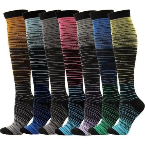 1 Pair Compression Socks Knee High/Long Printed Polyester Nylon Hosiery Footwear Accessories New