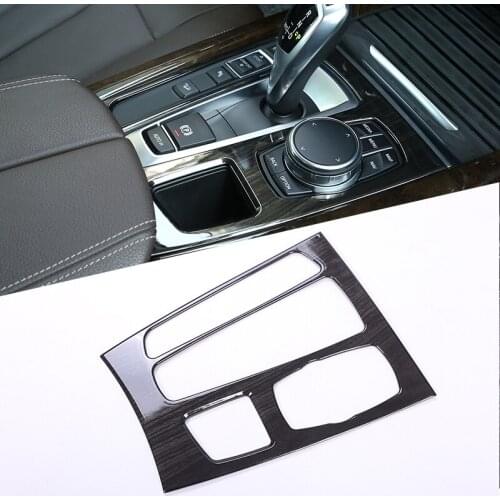 1 Pcs ABS For BMW X5 X6 F15 F16 2015-2017 Centrol Gear Shift Panel Car Accessory Black Wood Grain