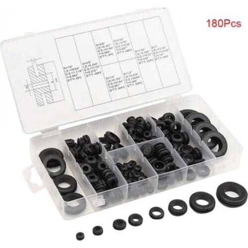180pcs Rubber Grommet Firewall Hole Plug Retaining Ring Set Car Electrical Wire Gasket Kit For Cylinder Valve Water Pipe