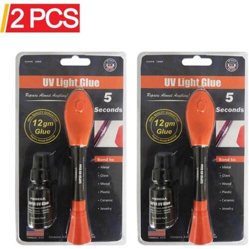 2pcs Fix Liquid Glue Metal Plastic Glue For Auto Glass Repair Kit Adhesive For Wood Ceramic Repair Tool UV Light Pen Glue