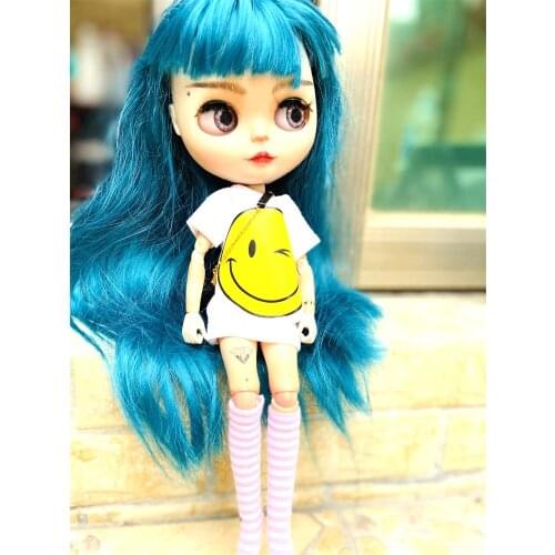 2pcs/set of Blyth/Barbies doll clothes, cartoon print short T-shirt + striped socks, can be used for 1/6 doll accessories