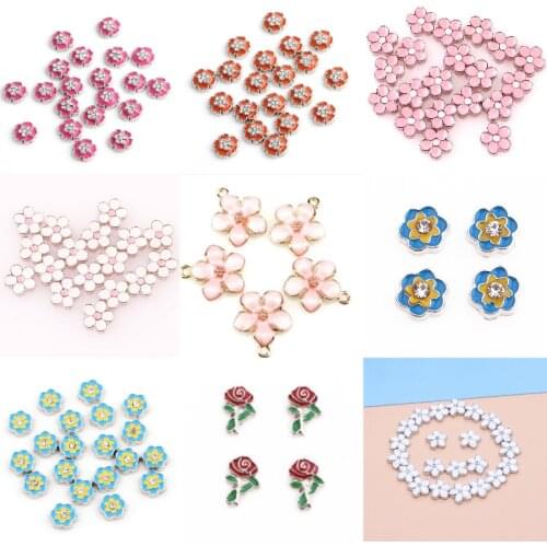 20Pcs Mix Rose Flower Floating Charms Pink Peach Blossom Pendant Fit Locket Necklaces Bracelet Jewelry Making Wholesale