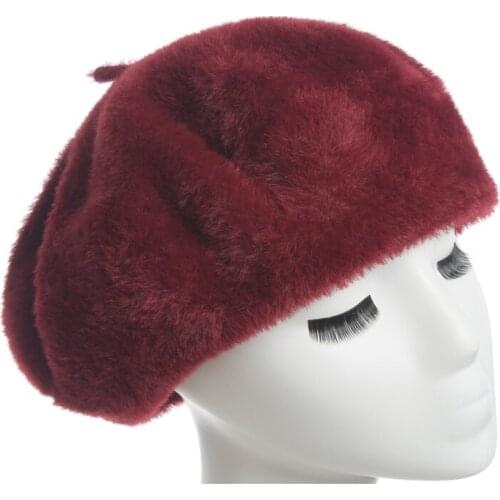 2018 Autumn Winter lady New warm Beret cap Imitation mink hair warm women Beret cap Hat for women chapeau pour les femmes