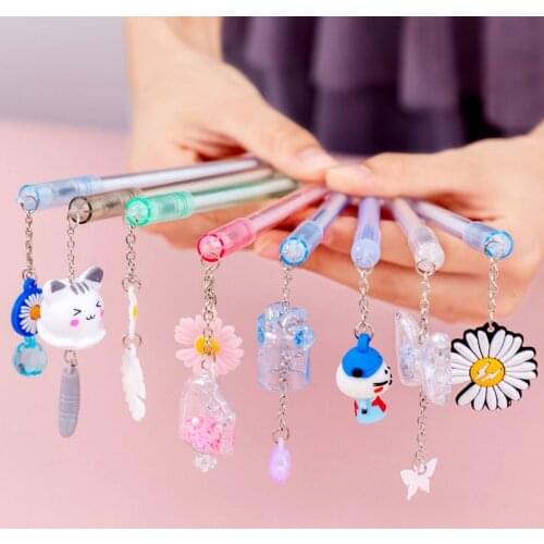 40 pcs/lot Creative Animal Flower Pendant Gel Pen Cute 0.5mm black ink Signature Pens School writing Supplies Promotional Gift