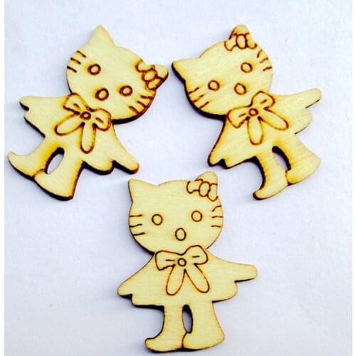 50pcs/set cat shape Wood chip Laser cutting arts and crafts DIY Wedding decoration 35mm*28mm 1214