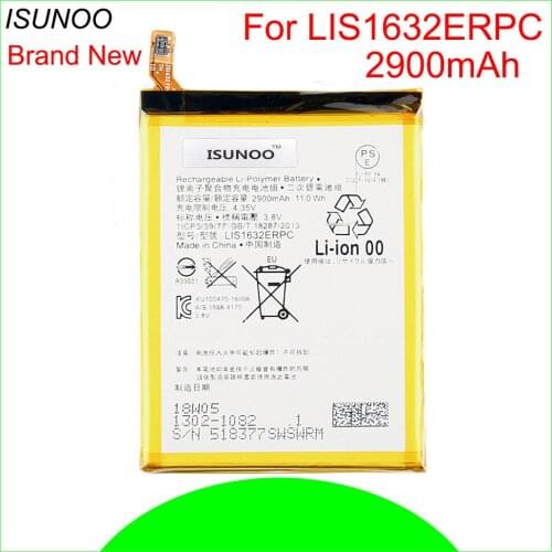 ISUNOO 2900mAh LIS1632ERPC Battery For Sony Xperia XZ F8332 F8331 Battery Replacement