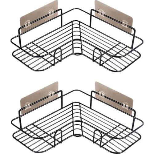 Bathroom Accessories Punch Free Corner Bathroom Shelf Bathroom Fixtures Wrought Iron Storage Rack Kitchen Tripod Wall Shelf E112