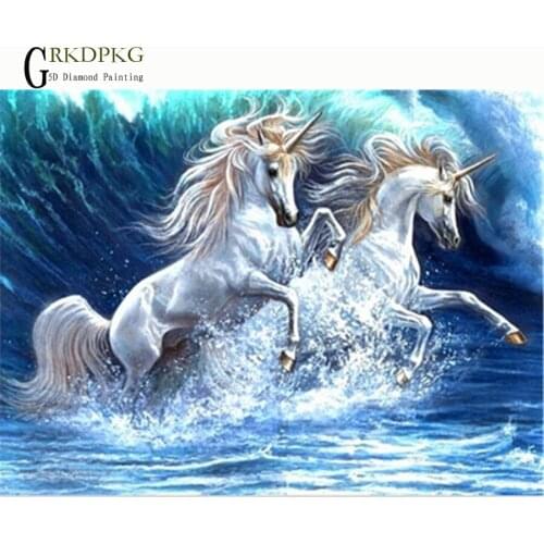 Diamond Embroidery unicorn Wave drill Picture of Rhinestones,Diamond Painting Cross Stitch Full Square Diamond Mosaic Home Decor