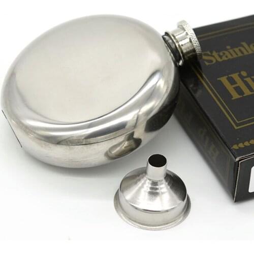 Arshen 5 Ounce Glossy Hip Flask with Funnel Round Stainless Steel Liquor Wine Whiskey Jug Container Alcohol Bottle Drinkware
