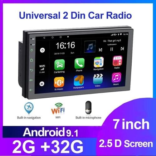 7" Android 9.0 2 Din Car Radio multimedia video player For Nissan Hyundai Kia toyota LADA Ford navigation GPS audio Universal