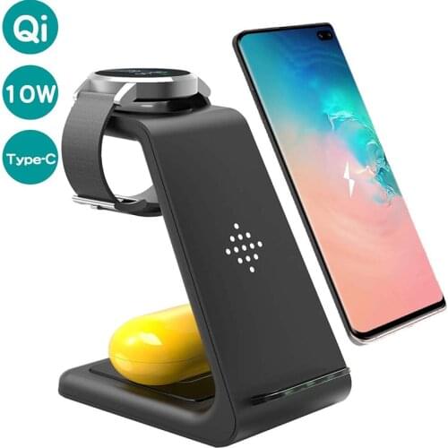 3 In 1 Wireless Charger For Iphone 11/X Apple Watch Airpods Pro Wireless Charge Dock For Samsung S10 Samsung Watch Galaxy Buds