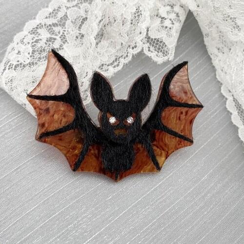 Handmade Safety Pins Custom Halloween bat Hedgehog Brooches Bag Lapel Pin Cartoon Animal Badge Jewelry Gift for Kids Friends