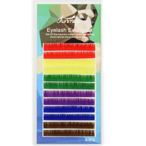 C/D curl Rainbow Colorful Eyelashes 6 Colors Eyelash Extension 8mm 10mm 12mm Inidividaul False Eyelashes