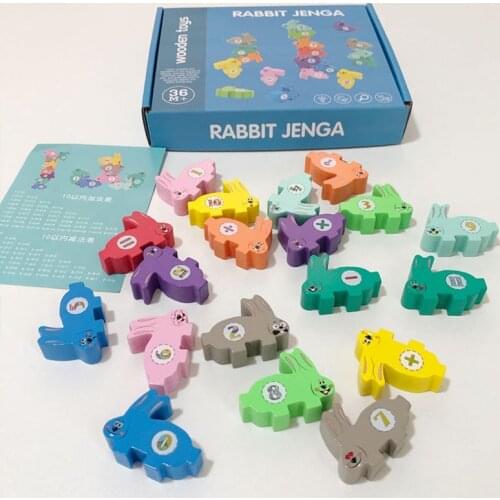 Children Rabbit Building Block Balance Game Stacking High Wooden Toys Kid Coordination Balance Ability Training Toys Gift