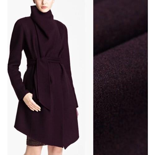 150CM Wide 680G/M Weight Double Faced Thick Dark Purple Wool Fabric for Autumn Winter Dress Outwear Overcoat Jacket E603