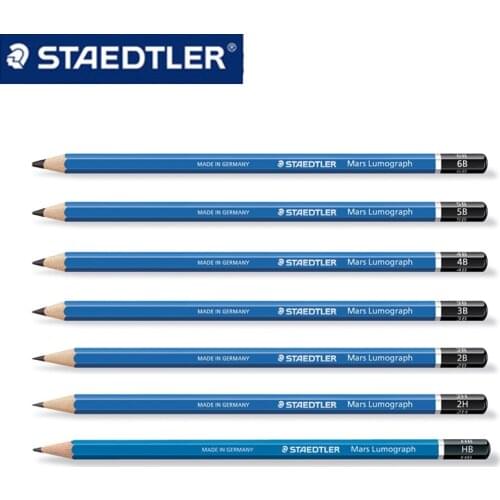 Staedtler-100 Mars Lumograph sketch painting Wood pencil 4 pcs/lot F/6H/5H/4H/3H/2H/H/B/2B/3B/4B/5B/6B/7B/8B