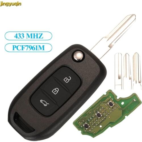 Jingyuqin 3B Remote Flip Car Key 433MHZ PCF7961M Chip For Renault Sandero Dacia Logan Lodgy Dokker Duster Trafic Clio 4 Master 3