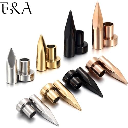 316L Stainless Steel Punk Bullet Connectors 5mm 6mm Hole for DIY Bracelet Findings Jewelry Making Connect Parts Accessories