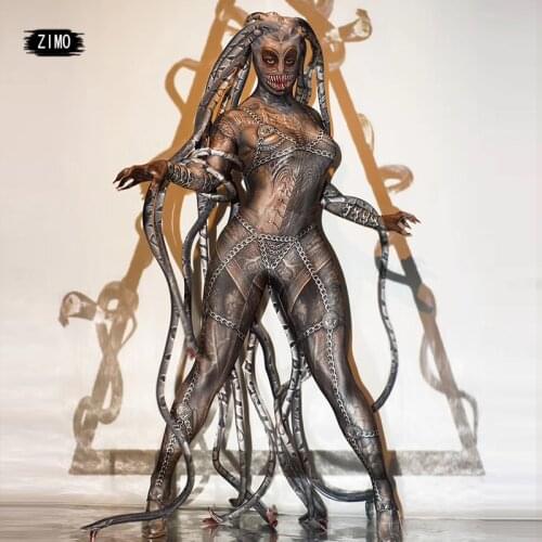 Cosplay Halloween horror thriller alien serpentine lifelike jumpsuit stage performance bar concert DJ singer dancer costume rave