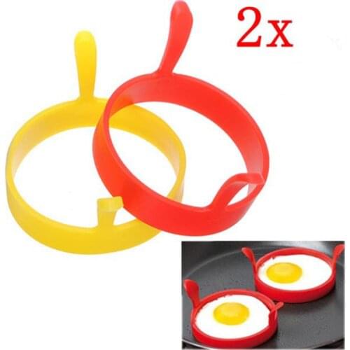 2PCS Creative Round Silicone Breakfast Fried Egg Molds Poacher Frier Pancake Ring Mould Tool Kitchen Accessiories Round Omelette