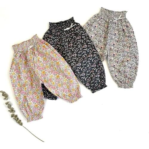 Summer Baby Pants 2021 New Retro Floral Pant for Infant Girls Lantern Pants DT406