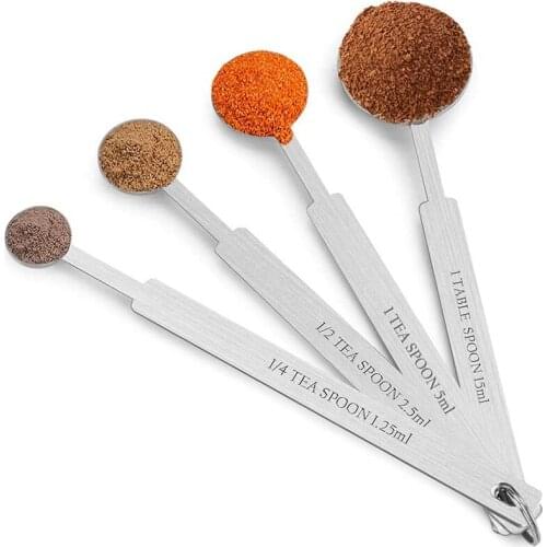 4Pcs/set Measuring Spoon Stainless Steel Measure Scoop Coffee Powder Spice Tea Cozinha Measuring Tools for Kitchen Baking Gadget