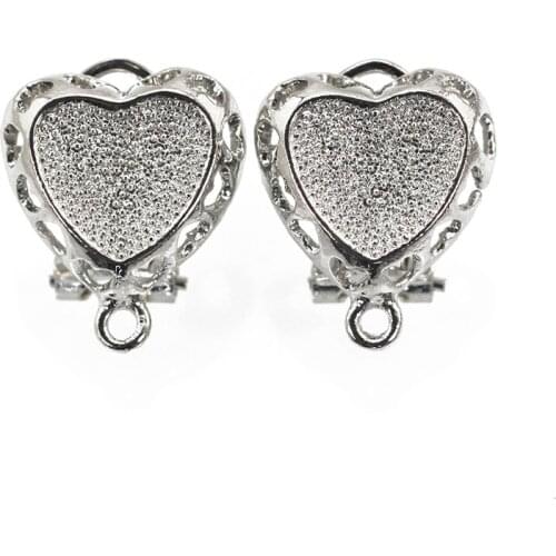Fashion Heart Shaped Silver Earrings Closure Wholesale 50 Pairs DIY Earrings Back Base African Jewelry Accessory Component ET010