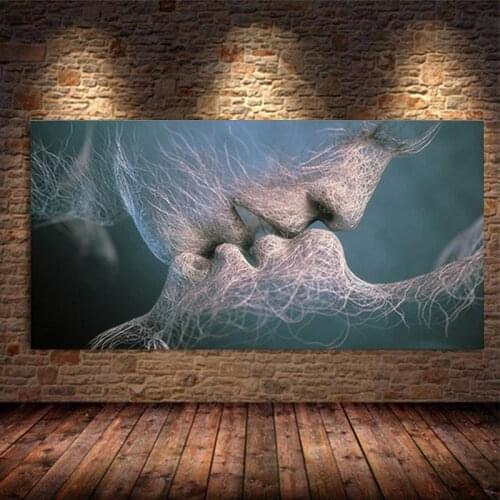 Black Love Kiss Abstract Canvas Painting Print Poster Pictures Living Room Decoration Wall Art Bedroom Home Decor Cuadros