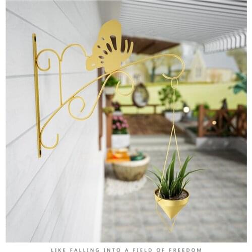 3 Colours European Modern Wall-Mounted Wrought Iron Flower Basket Flower Stand Metal Hanging Butterfly Bracket