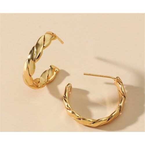 MANGOSKY New Creative Weave Design C-Shaped Hoop Earring
