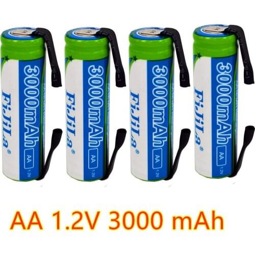 New AA Rechargeable Battery 1.2 V 3000mAh NiMH 14430 Battery with Solder Pins for DIY Electric Razor Toothbrush Toys