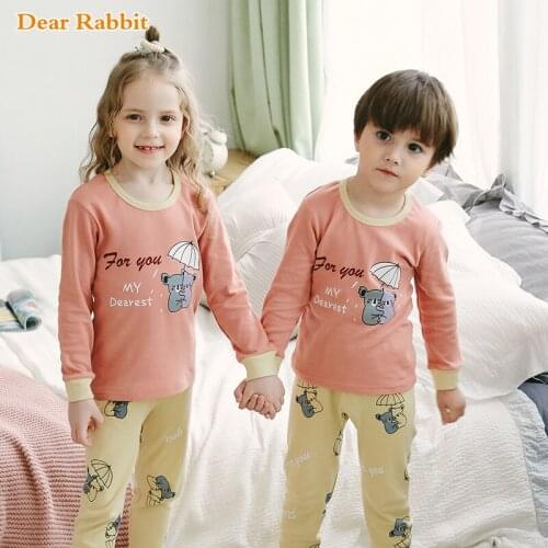 New Winter Cotton Kids Pyjamas Clothing Suit Boy Girl Sleepwear animal Cartoon Nightwear Pajama Set Baby Inflant Toddler Clothes