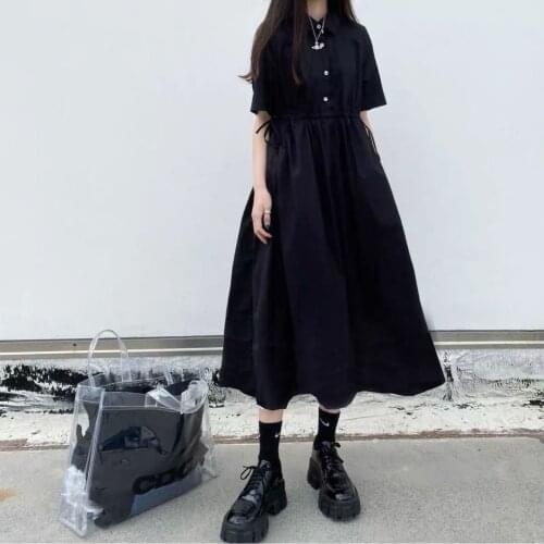 Summer Girl Street Japanese Lolita Dress Womens Dresses Spring Autumn Women 2021 Long Midi Dress Kawaii Vintage Black White