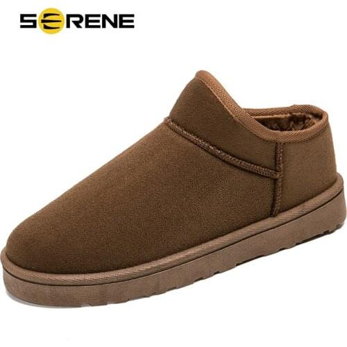 SERENE Winter Warm Fur Size 40-45 Non-slip Men Boots Fashion British Style Suede Slip On Ankle Male Shoes Teenager Snow Footwear